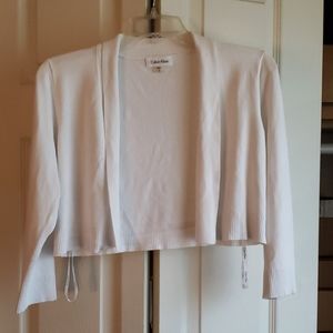 Calvin Klein White Cropped Cardigan M